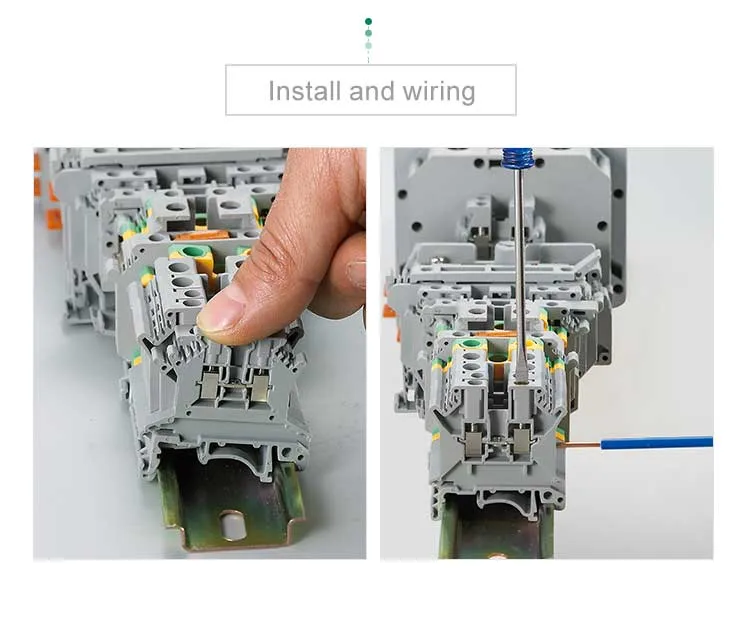 UK PE 4mm2 Screw Type Ground DIN Rail Terminal Block