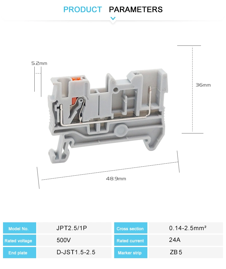 PT 2.5/1p Plug-in Connection 2.5mm Feed Through Terminal Blocks